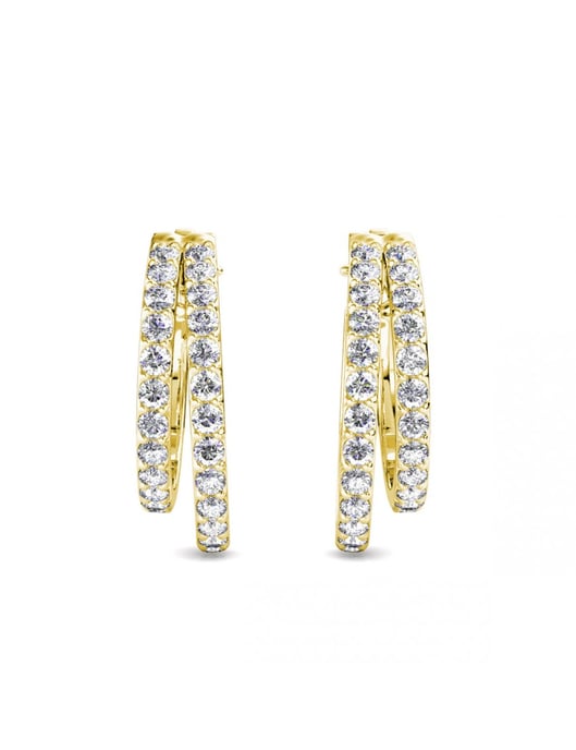Pendientes Duo Circlet - Oro y Cristal - Image 3