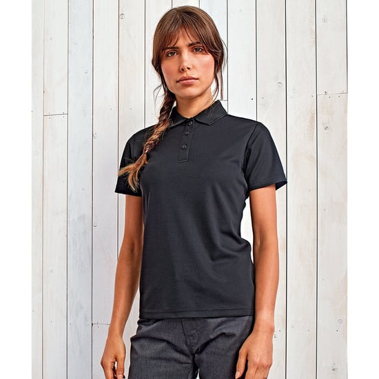 Premier Womens/Ladies Sustainable Polo Shirt (Black) - Image 2