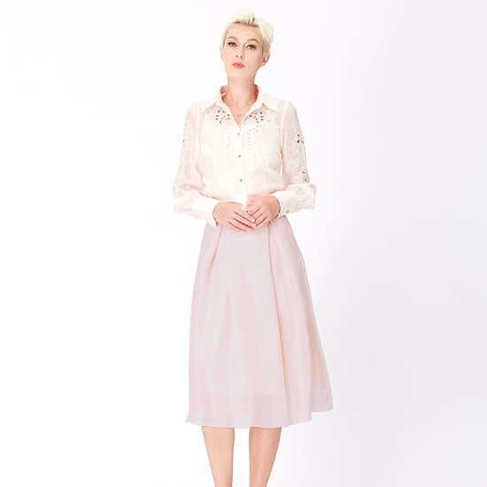 Flared organza and satin skirt - Image 2
