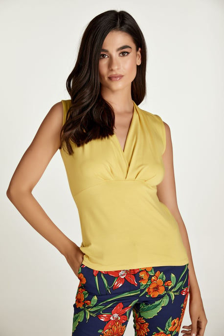 Dark Yellow Wrap Top in Micromodal