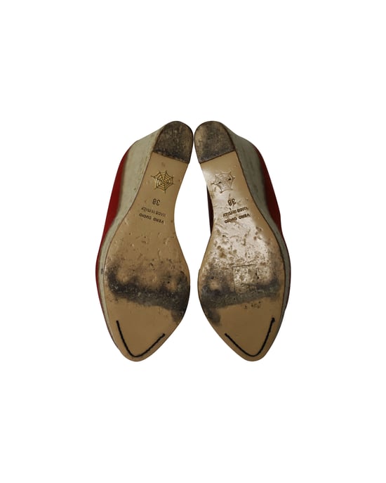 Charlotte Olympia Carmen Espadrille Platform Wedge Pumps in Red Canvas - Image 5