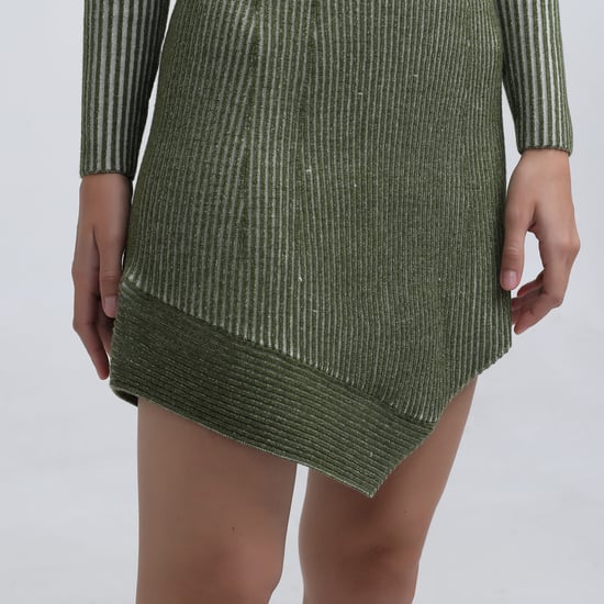 Asymmetrical short dress in ribbed knit - Image 6