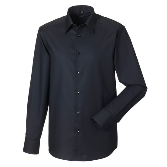 Russell Collection Mens Oxford Easy-Care Tailored Long-Sleeved Shirt (Black) - Image 2