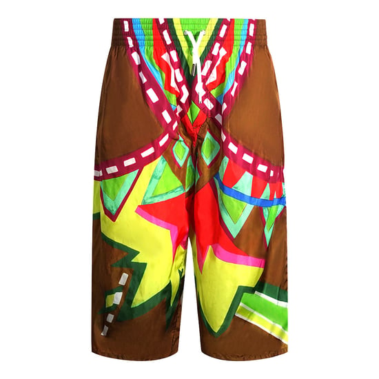 Shorts de baño extragrandes en marrón con diseño abstracto colorido de Dsquared2 - Image 1
