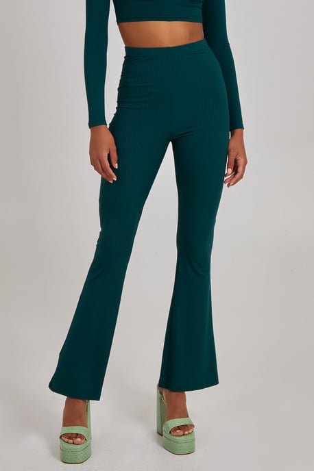 Ribbed Flare Trousers