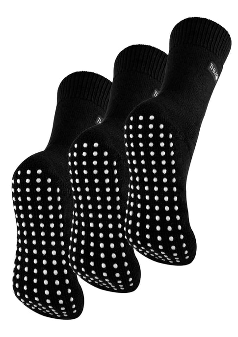 THMO - 3 Pares de Calcetines Pantuflas Transpirables Forrados de Vellón para Mujer - Negro - Image 1