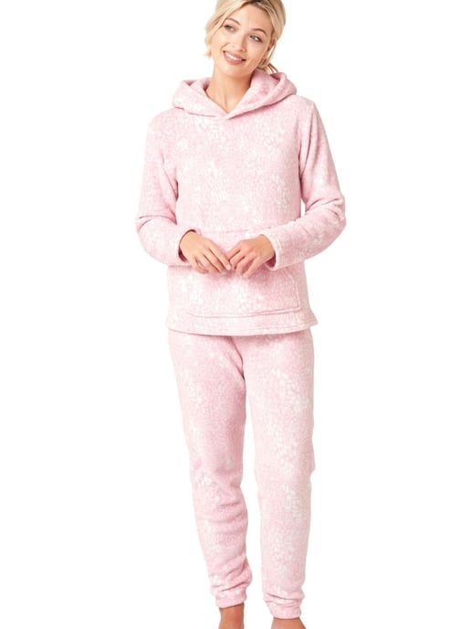 Pastel Animal Print Long Sleeve Hooded Pyjama Set - Image 1