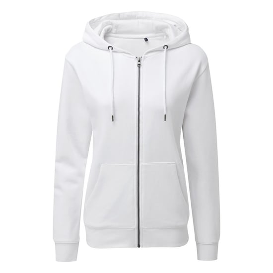Asquith & Fox Womens/Ladies Zip-Through Organic Hoodie (White) - Image 1