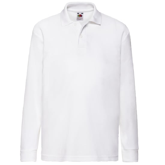 Fruit Of The Loom Childrens Long Sleeve 65/35 Pique Polo / Childrens Polo Shirts (White) - Image 1