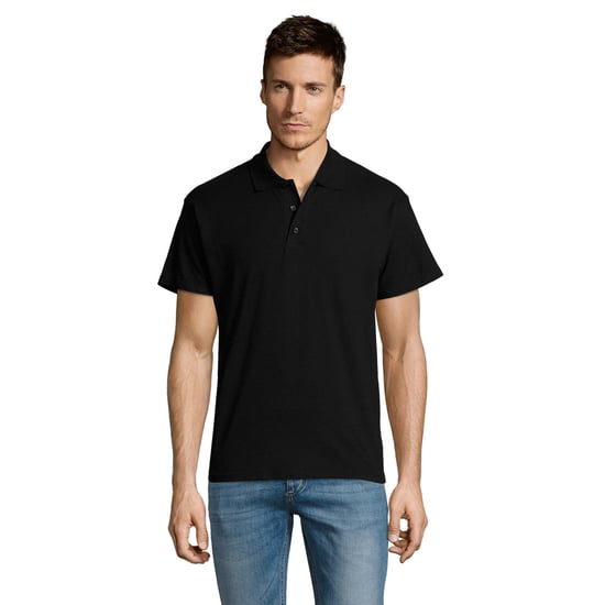 SOLS Mens Summer II Pique Short Sleeve Polo Shirt (Black) - Image 3