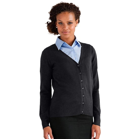Russell Collection Ladies/Womens V-neck Knitted Cardigan (Charcoal Marl) - Image 3