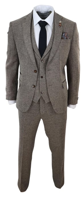 Traje de tweed de tres piezas marrón roble para hombre, estilo vintage de espiga, estilo retro de los años 20, Peaky Blinders - Image 2
