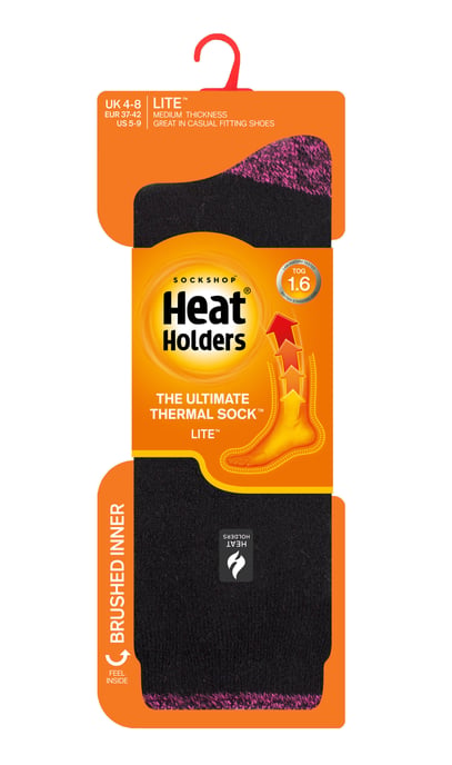 Heat Holders Lite - Calcetines Térmicos Aislantes para Mujer | Múltiples Diseños Incluyendo Rayas Argyle Corazones Estrellas | Calcetines Cálidos para Invierno - Negro / Berry H&T (Tenerife) - Image 2