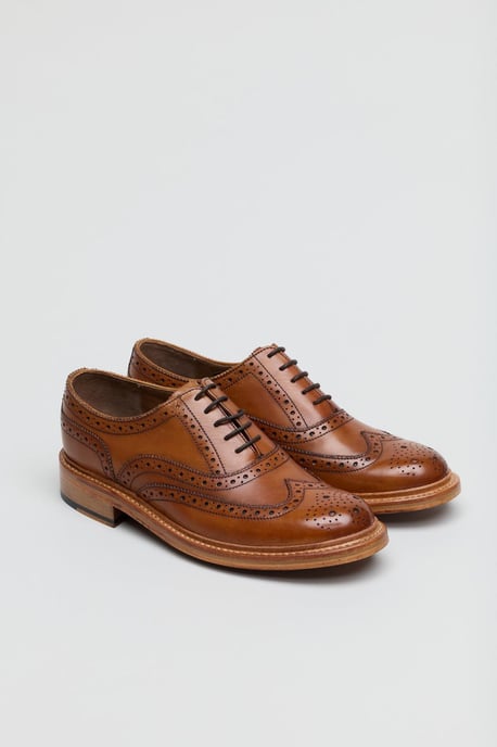Ben Sherman Sugarman Brogue Leather Men's Tan Lace-Up Shoes - Image 1