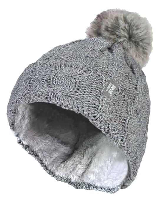 Heat Holders - Gorro térmico de punto forrado de forro polar para damas con pom pom - Image 1