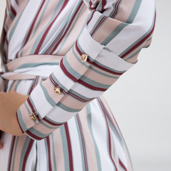 Striped midi wrap dress