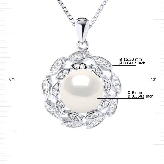 SUN Necklace Freshwater Pearl White 9-10 mm 925
