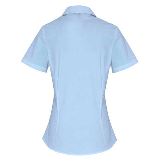 Premier Womens/Ladies Stretch Fit Poplin Short Sleeve Blouse (Pale Blue) - Image 2