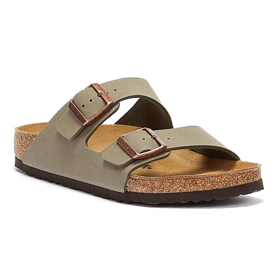 Mens Womens Birkenstock Arizona Birko Flor Nubuck Stone Sandals - (Grey) - Image 2