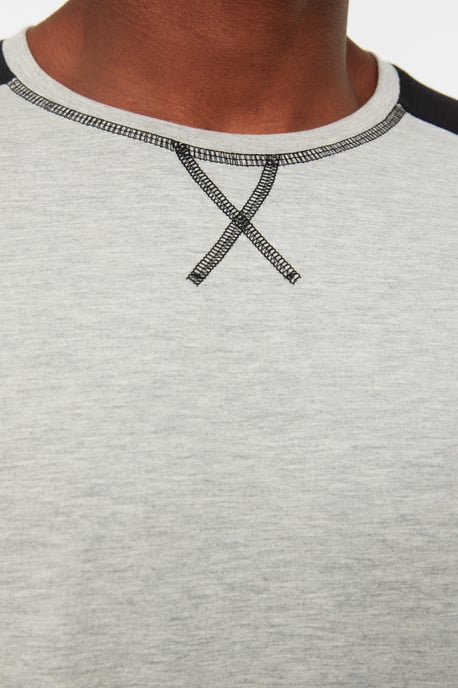 Trendyol Men's Raglan Sleeve Crew neck Pajama Set - Image 4