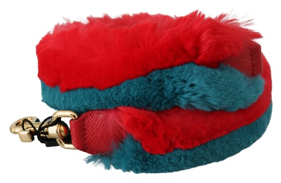 Correa de hombro de cuero de piel de conejo roja y azul para mujer de Dolce & Gabbana - Image 2