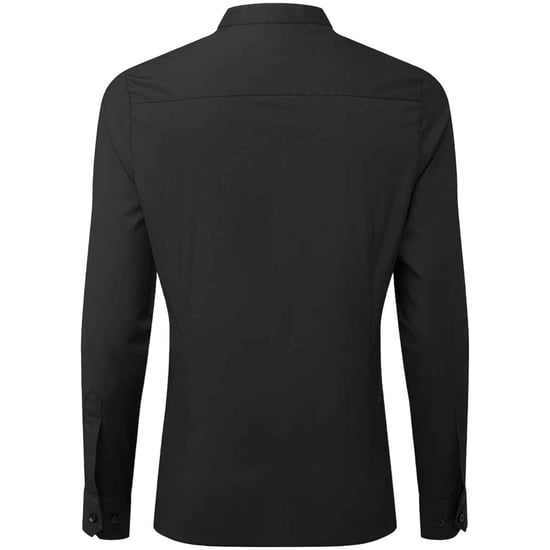 Premier Womens/Ladies Banded Grandad Collar Formal Shirt (Black) - Image 2
