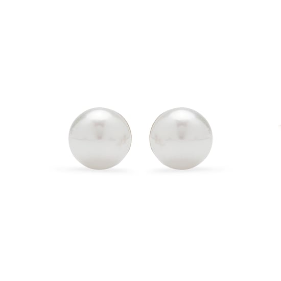 Luxenter earrings with 925 sterling silver danlug screw lock and white pearl with 18kt yellow gold plated finish