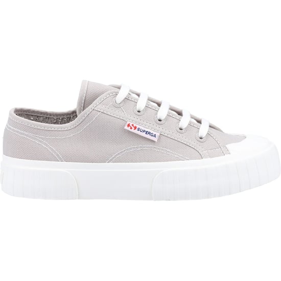 Superga 2630 Stripe 100% Cotton Women's Grey Colomba Trainers - Image 4