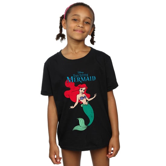Disney Girls The Little Mermaid Line Ariel Cotton T-Shirt (Black) - Image 2