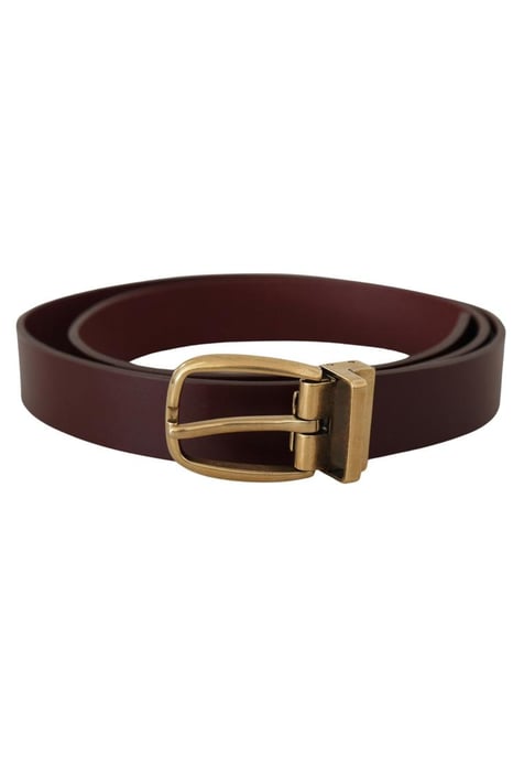 Dolce & Gabbana Men's Brown Leather Classic Gold Metal Buckle Belt