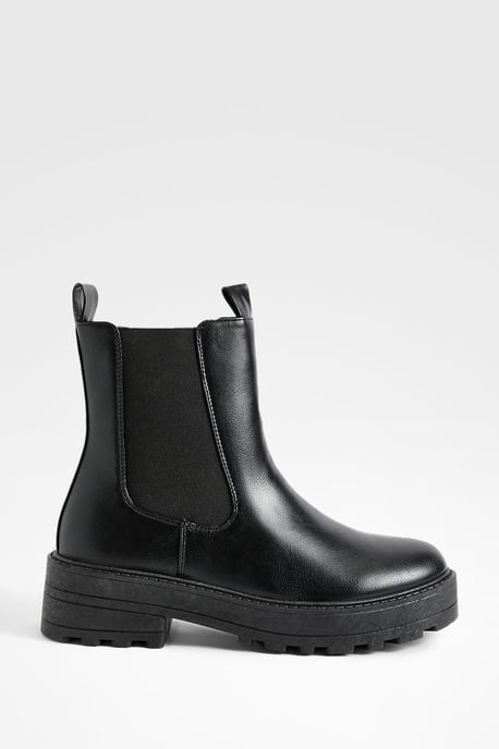 Wide Fit Double Tab Detail Chunky Chelsea Boots - Image 3