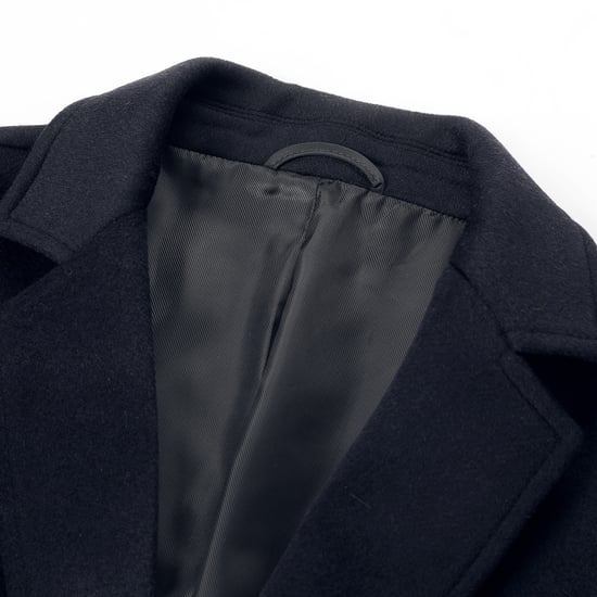 Men's Knee-Length Winter Wool Coat Slim Fit Turn-Down Collar Business Coats Blue - Image 4