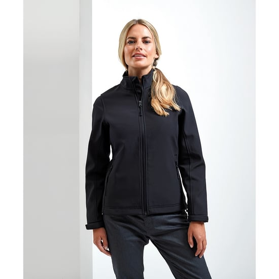 Premier Womens/Ladies Windchecker Recycled Printable Soft Shell Jacket (Black)