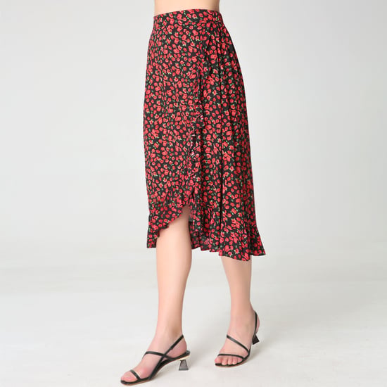 Cross-ruffles and floral print skirt - Image 1