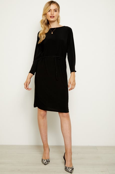 Black Split Sleeve Slinky Dress
