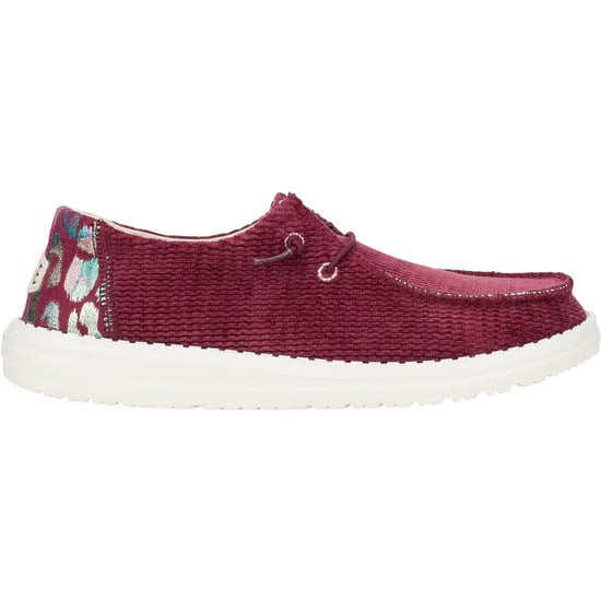 HEYDUDE Wendy Corduroy Leo Polyester Women's Burgundy Loafers - Image 6
