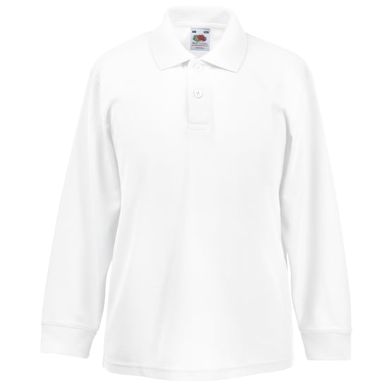 Fruit Of The Loom Childrens Long Sleeve 65/35 Pique Polo / Childrens Polo Shirts (White) - Image 3