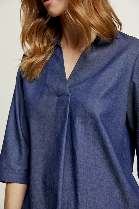 Denim Style V Neck Top