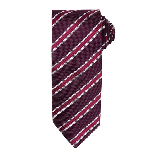 Premier Mens Waffle Stripe Formal Business Tie (Burgundy/ Aubergine) - Image 1