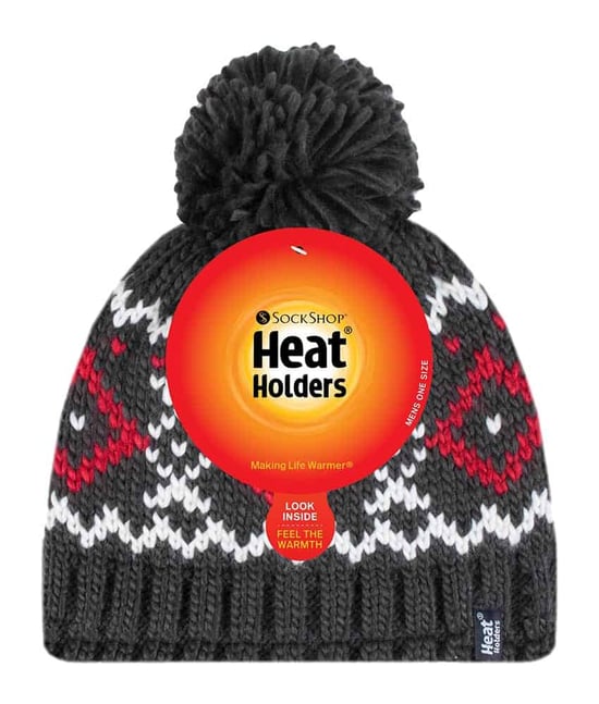 Mens Fleece Lined Thermal Winter Warm Beanie Bobble Hat with Pom Pom - Image 2