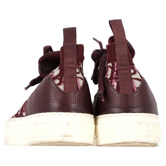 Christian Dior Walk 'n' Dior Knitted High-Top Sneakers in Burgundy Leather and Polyester - Image 5