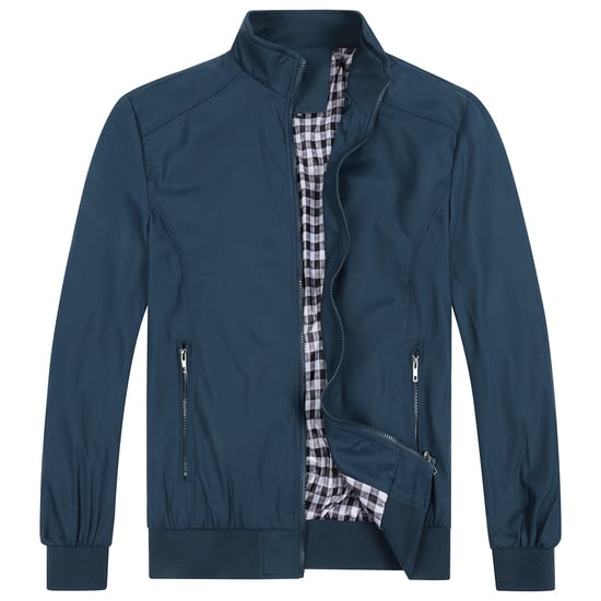 Men's Bomber Jacket with Stand-Up Collar, Transitional Jacket for Autumn, Casual Sports Jacket Dark Blue - Image 1