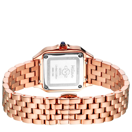 GV2 Milan 12111B Reloj de cuarzo suizo de acero inoxidable y diamantes en oro rosa para mujer - Image 3