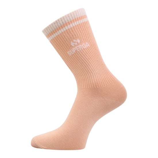 Superga Unisex Adult Ribbed Knitted Socks (Pack of 3) (Peach/White/Tan) - Image 4