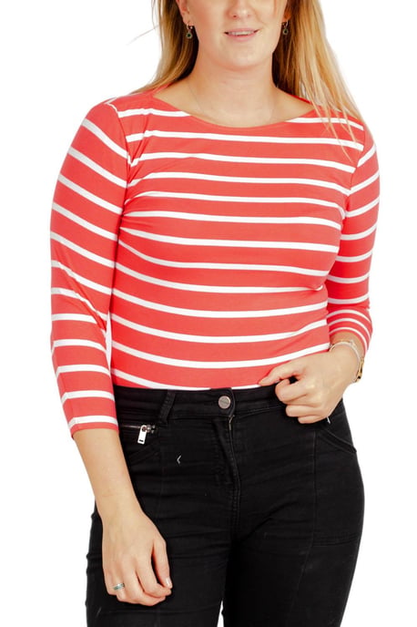 Striped cotton rich slash neck tops