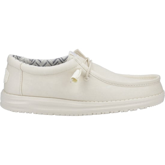HEYDUDE Wally Canvas 100% Cotton Men's Stone White Boat Shoes - Image 5