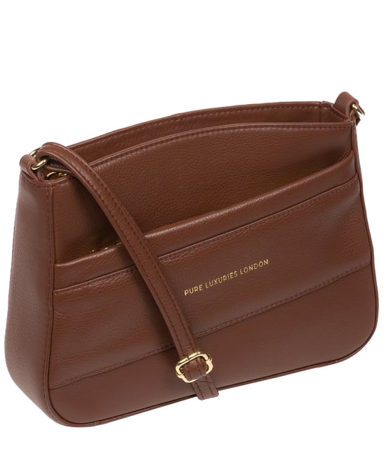 'Helena' Dark Tan Nappa Leather Cross Body Bag