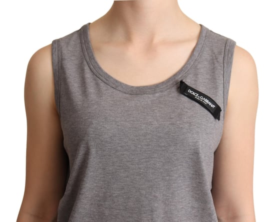 Top sin mangas de cuello redondo gris para mujer de Dolce & Gabbana - Image 4