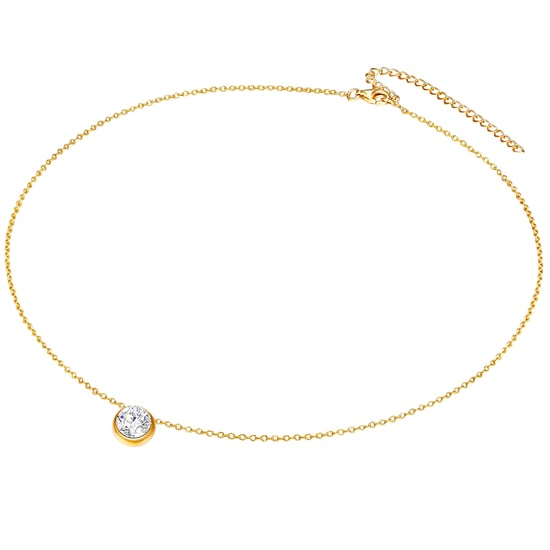 Set (necklace + stud earring) sterling silver yellow gold embellished with swarovski crystals® white Rafaela Donata - Image 2
