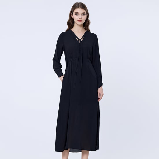 V-neckline long blouse-dress - Image 1